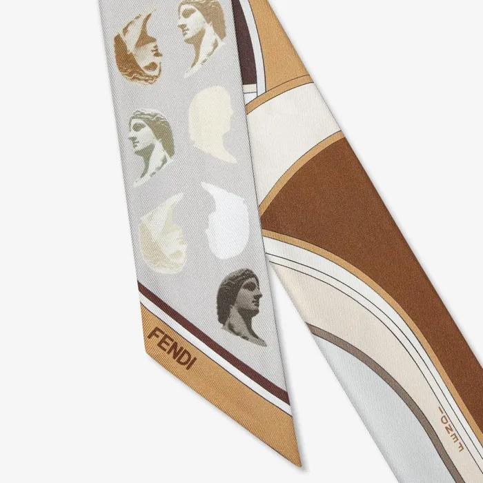 Fendi Silk Scarves Wrappy Dove Gray Silk Narrow Scarf 8211 Women