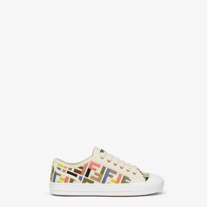 Fendi Sneakers Domino Multicolor Embroidered Canvas Lowtops 8211 Women