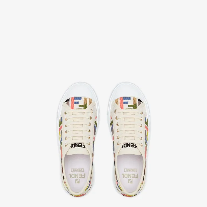 Fendi Sneakers Domino Multicolor Embroidered Canvas Lowtops 8211 Women