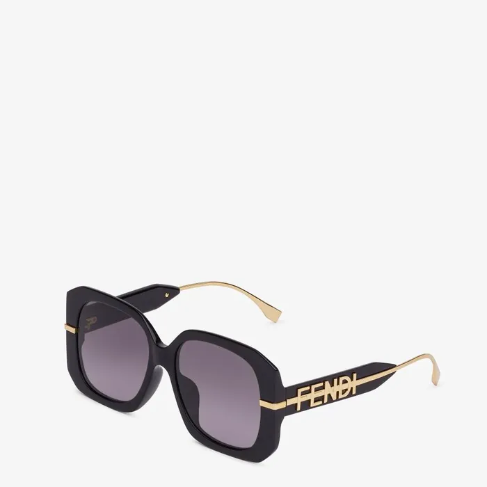 Fendi Sunglasses Fendigraphy Low Bridge Fit Black Acetate Sunglasses 8211 Women
