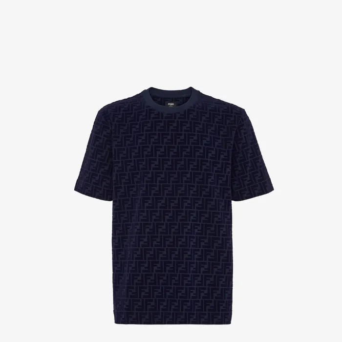 Fendi Tshirts and Polos TShirt Blue FF Piqu Tshirt 8211 Men