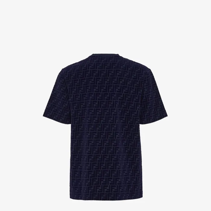 Fendi Tshirts and Polos TShirt Blue FF Piqu Tshirt 8211 Men