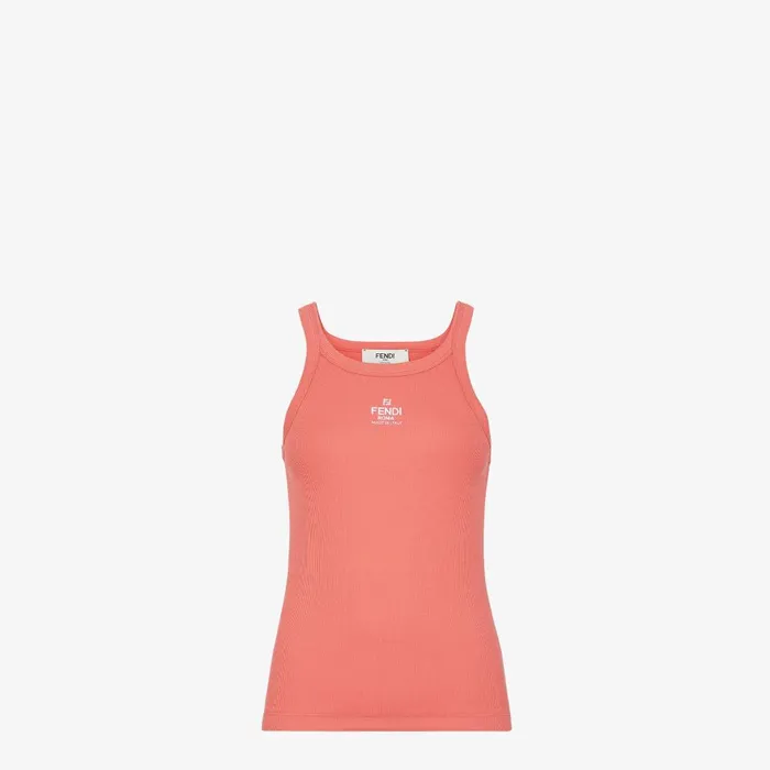 Fendi Tshirts and Sweatshirts Top Salmon Pink Cotton Top 8211 Women