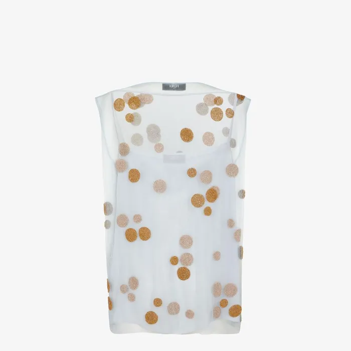 Fendi Tops and Shirts Top Light Blue Embroidered Tulle Top 8211 Women