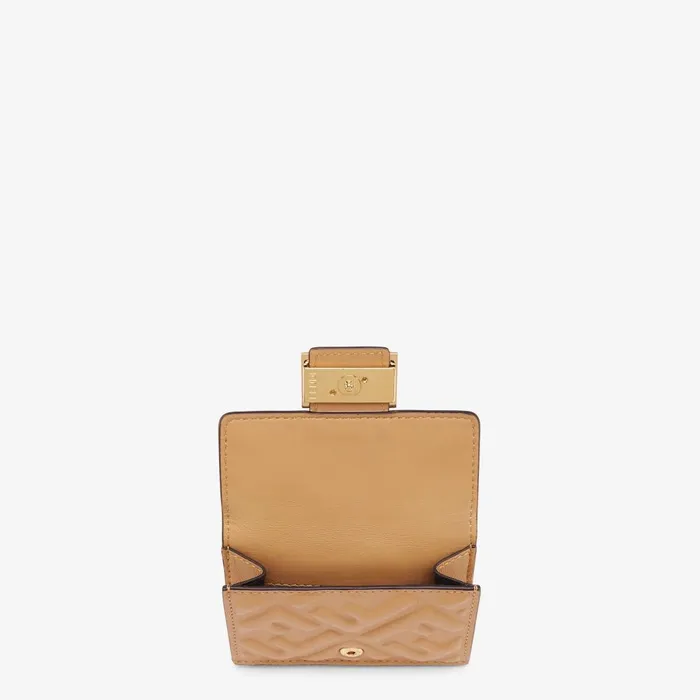Fendi Wallets Baguette Micro Trifold Beige Nappa Leather Wallet 8211 Women
