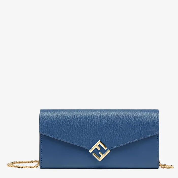 Fendi Wallets On Chain FF Diamonds Continental With Chain Blue Leather Wallet 8211 Women Fendi Wallets On Chain FF Diamonds Continental With Chain Blue Leather Wallet 8211 Women