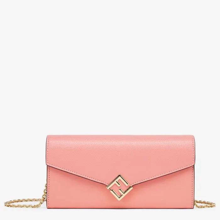 Fendi Wallets On Chain FF Diamonds Continental With Chain Pink Leather Wallet 8211 Women Fendi Wallets On Chain FF Diamonds Continental With Chain Pink Leather Wallet 8211 Women