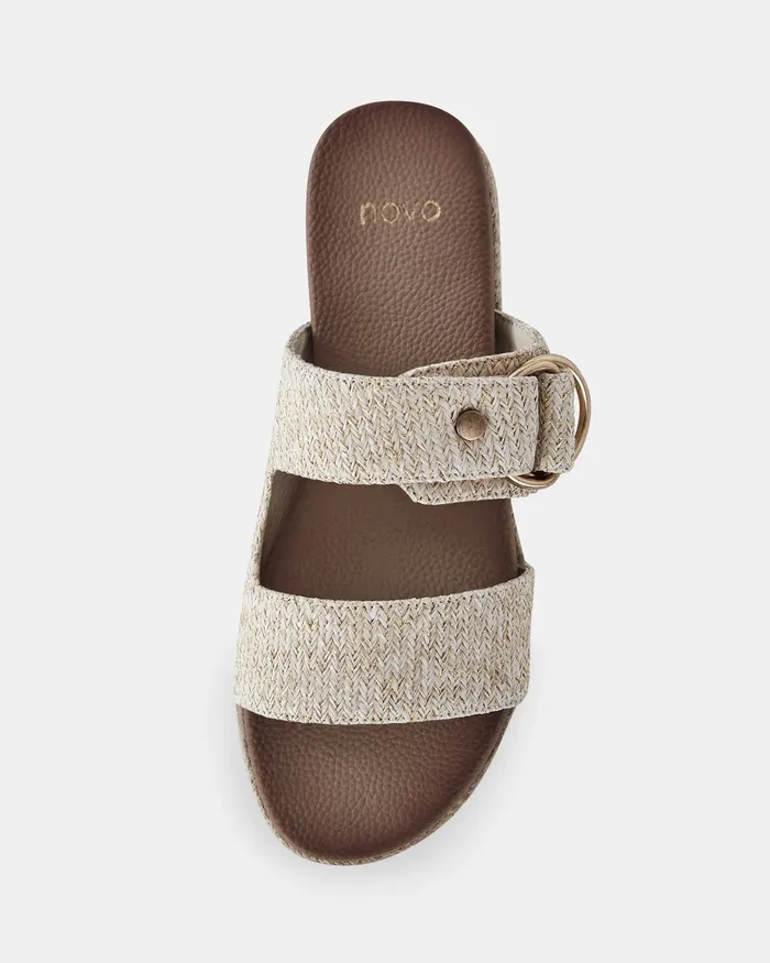 Flat Sandals NOVO Shoes Women SEZZADIO METALLIC RAFFIA Sandals