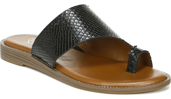 Flat Sandals Women Franco Sarto Franco Gem Sandal Black Leather