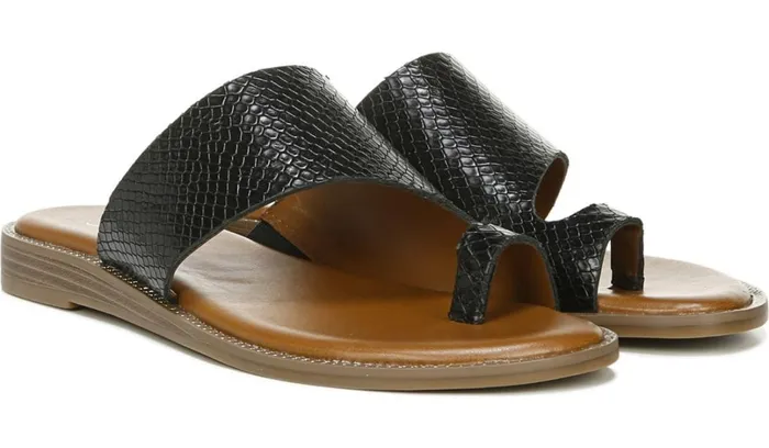 Flat Sandals Women Franco Sarto Franco Gem Sandal Black Leather