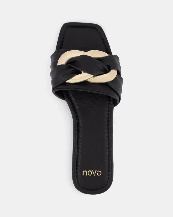 Flat Sandals Women NOVO Shoes SAGAR BLACK Sandals