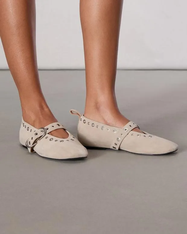 Flats Women Rag and Bone Spire Mary Jane Shoes Light Sand Suede