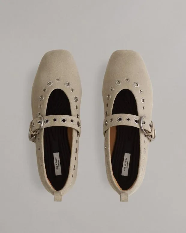 Flats Women Rag and Bone Spire Mary Jane Shoes Light Sand Suede