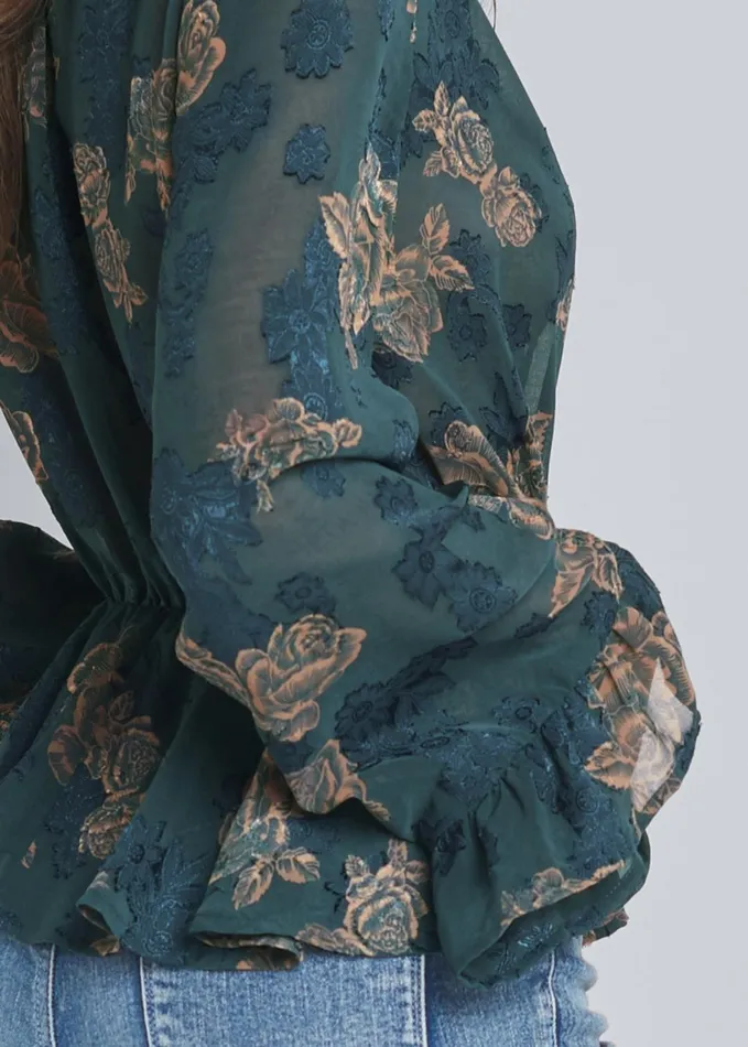 FLORAL PEPLUM TOP Teal Multi Women VENUS Night Out Tops