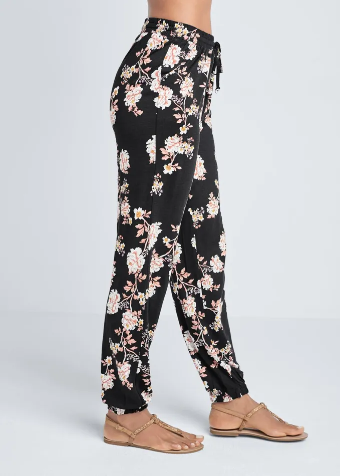 FLORAL PRINTED PANTS Black Women VENUS Bottoms