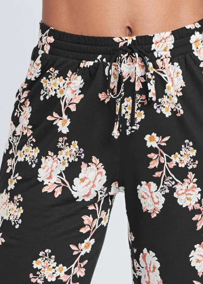 FLORAL PRINTED PANTS Black Women VENUS Bottoms