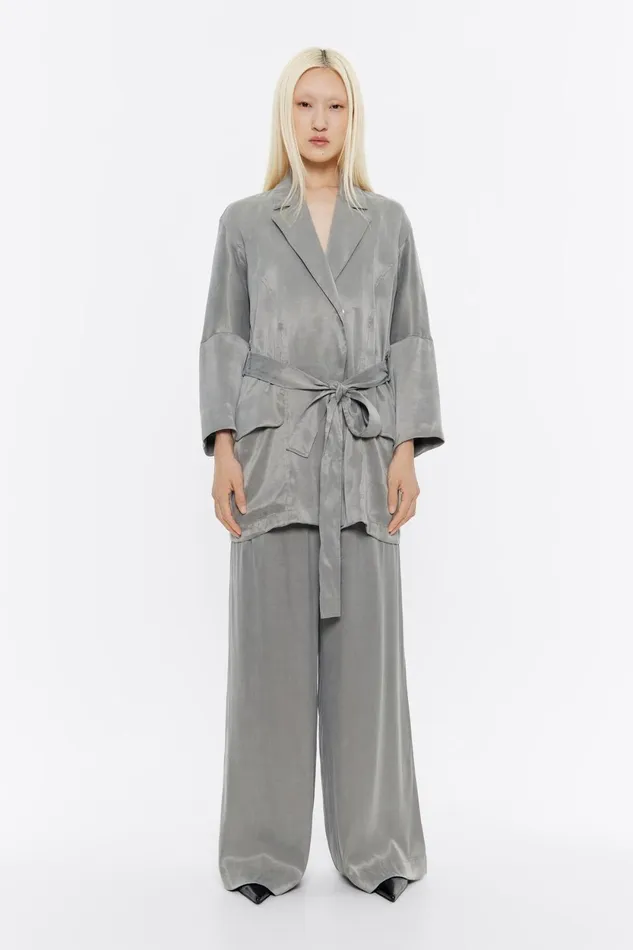 Fluid Gray Doublebreasted Jacket Grey Women Bimba Y Lola Party Fluid Gray Doublebreasted Jacket Grey Women Bimba Y Lola Party