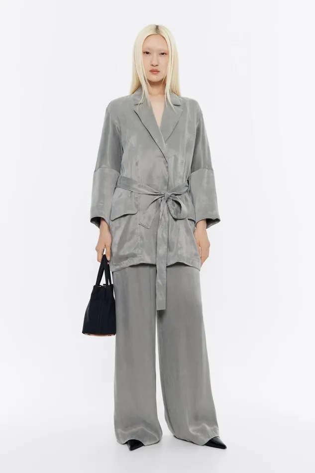 Fluid Gray Doublebreasted Jacket Grey Women Bimba Y Lola Party Fluid Gray Doublebreasted Jacket Grey Women Bimba Y Lola Party