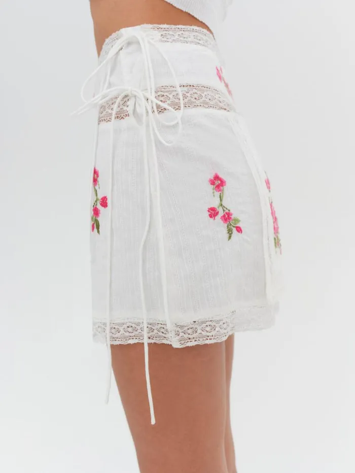 For Love and Lemons Bottoms Jolene Embroidered Mini Skirt White 8211 Women