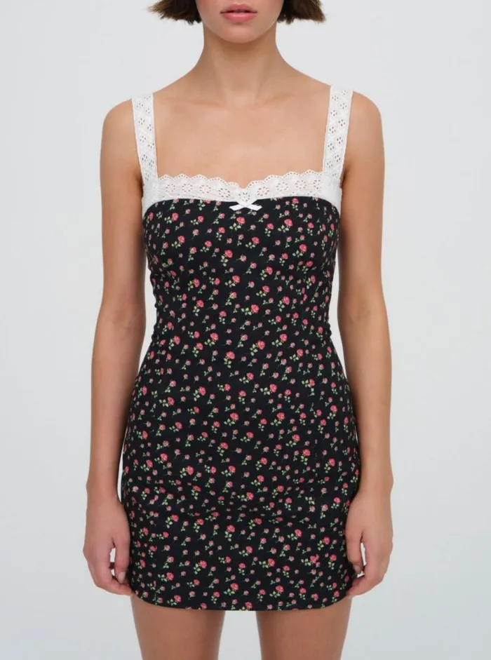 For Love and Lemons Dresses Camille Denim Mini Dress Black 8211 Women