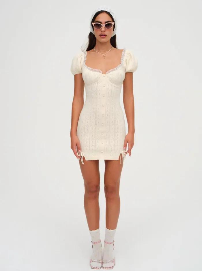 For Love and Lemons Dresses Daniela Knit Mini Dress Ivory 8211 Women