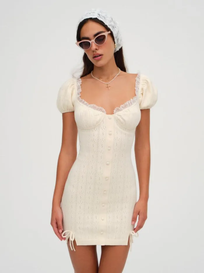 For Love and Lemons Dresses Daniela Knit Mini Dress Ivory 8211 Women For Love and Lemons Dresses Daniela Knit Mini Dress Ivory 8211 Women