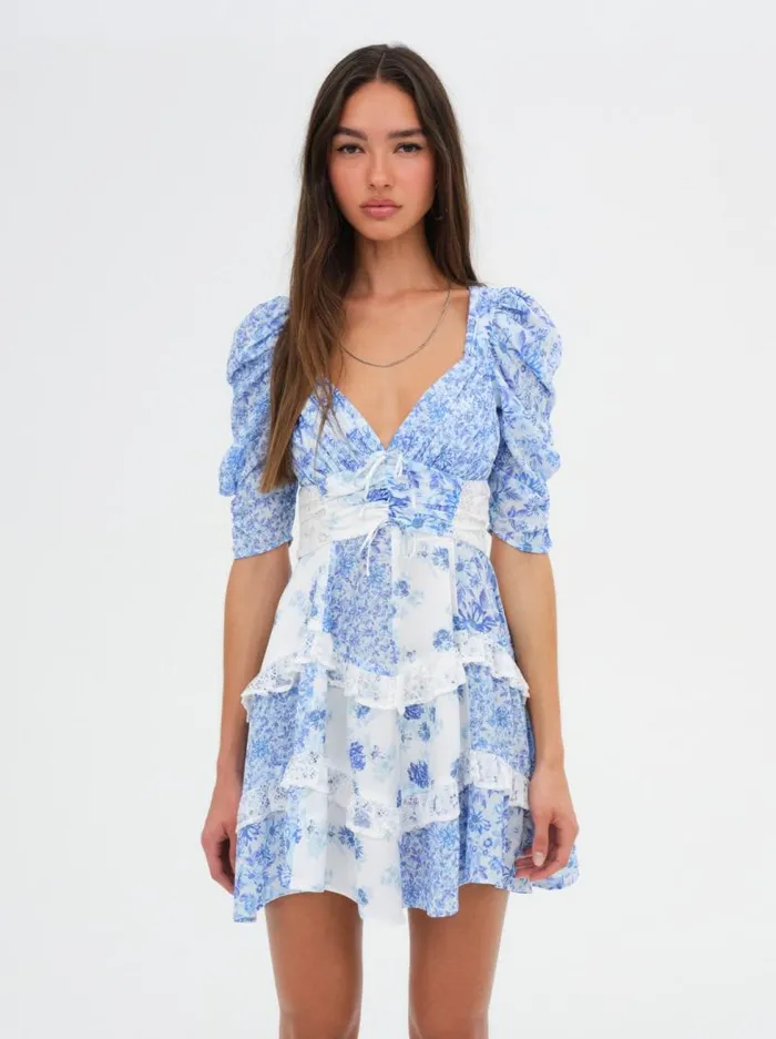 For Love and Lemons Dresses Rosalyn Mini Dress Blue 8211 Women