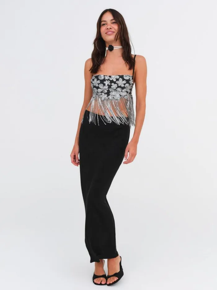 For Love and Lemons Tops Colette Crop Top Black 8211 Women