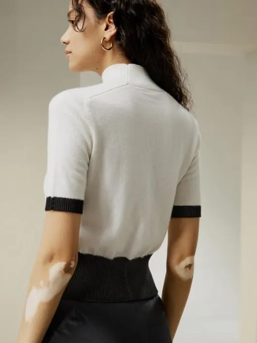 Gemini Mock Neck Cashmere Shirt Women Lilysilk Knitwear