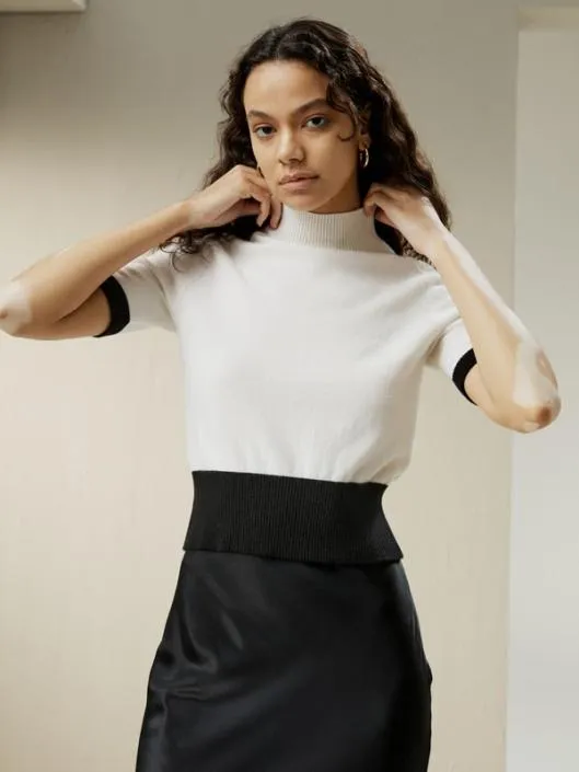 Gemini Mock Neck Cashmere Shirt Women Lilysilk Knitwear