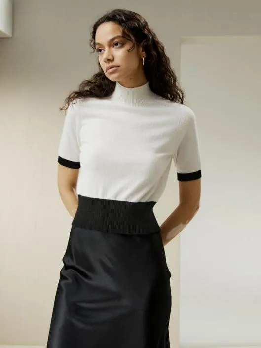Gemini Mock Neck Cashmere Shirt Women Lilysilk Knitwear