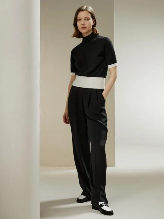 Gemini Mock Neck Cashmere Shirt Women Lilysilk Knitwear
