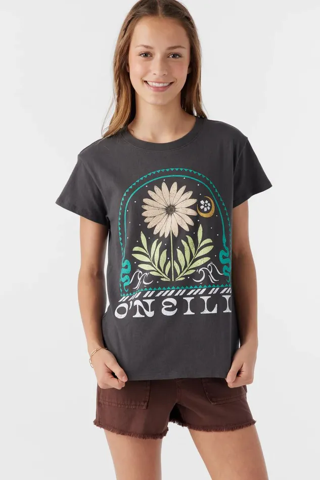 GIRL039S MOONLIT DAISY TEE Washed Black Kids O039NEILL Girl039S Clothing