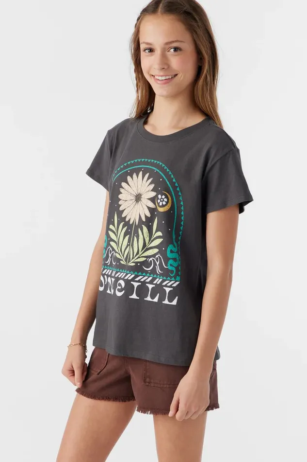 GIRL039S MOONLIT DAISY TEE Washed Black Kids O039NEILL Girl039S Clothing