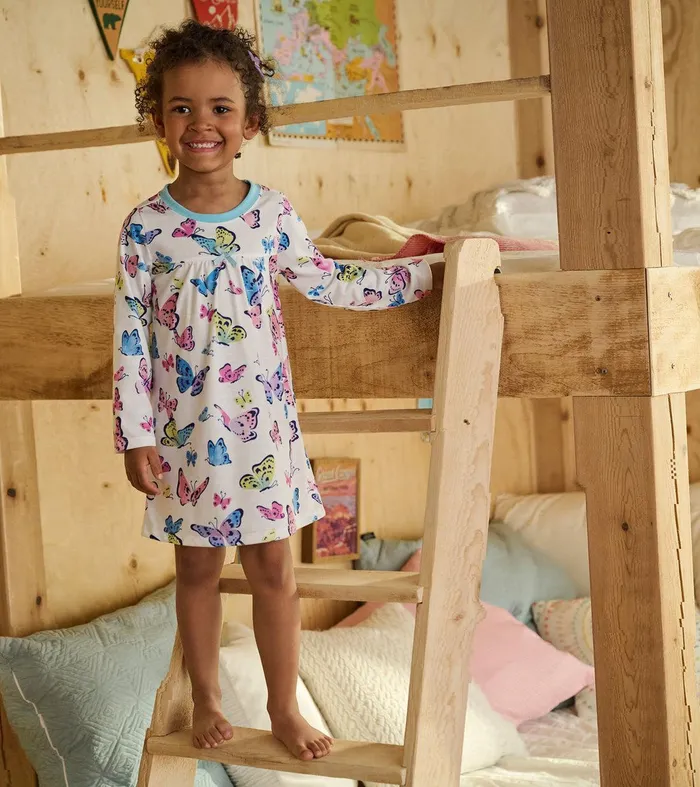 Girls Big Butterflies Long Sleeve Nightgown Hatley