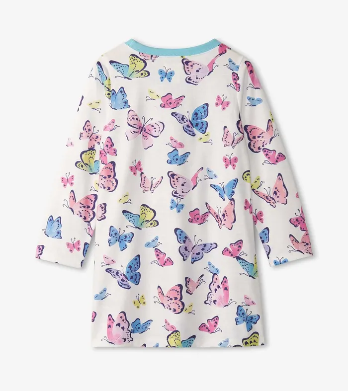 Girls Big Butterflies Long Sleeve Nightgown Hatley