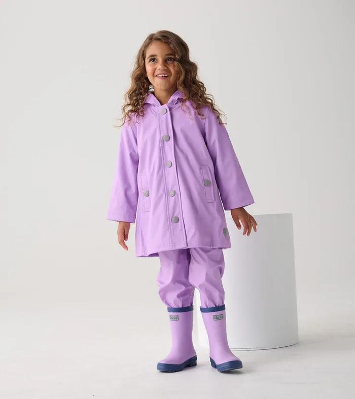 Girls Lilac ButtonUp Rain Jacket Hatley