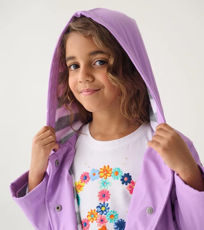 Girls Lilac ButtonUp Rain Jacket Hatley