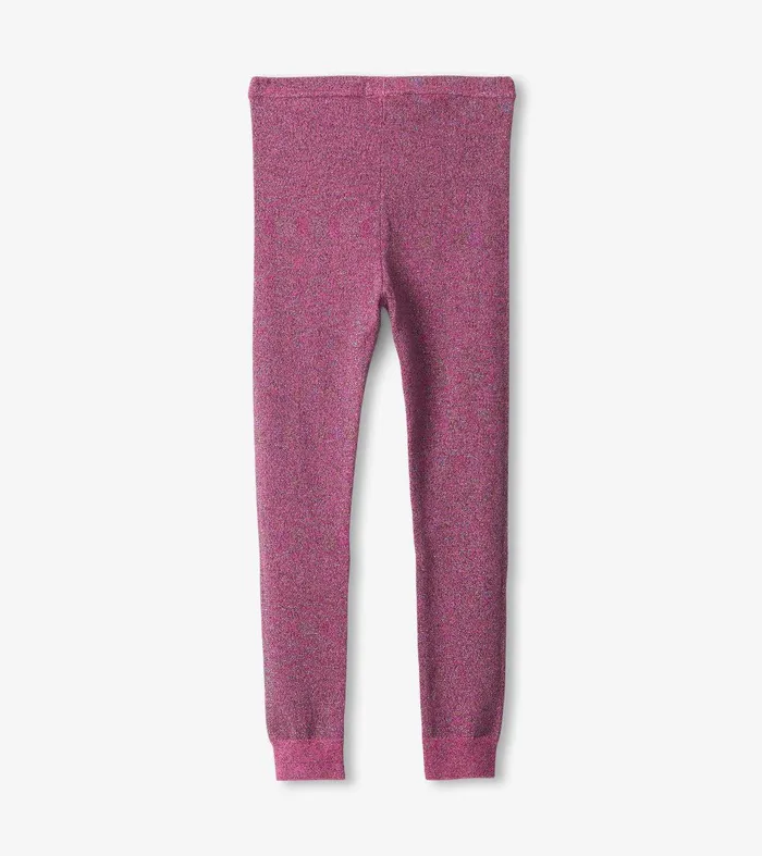 Girls Pink Glitter Knit Leggings Hatley