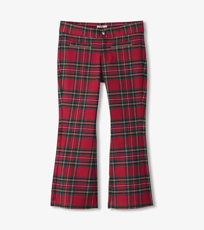 Girls Red Plaid Flared Pants Hatley