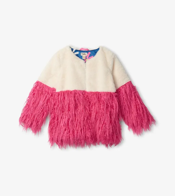 Girls Sheer Pink Faux Fur Jacket Hatley
