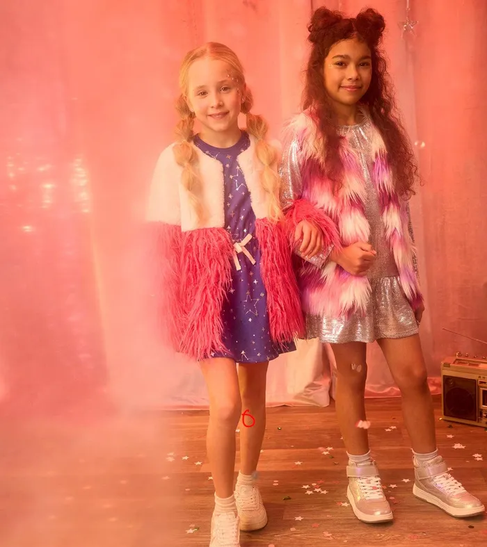 Girls Sheer Pink Faux Fur Jacket Hatley