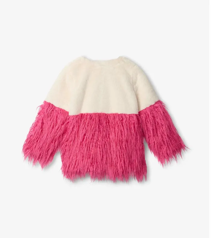 Girls Sheer Pink Faux Fur Jacket Hatley