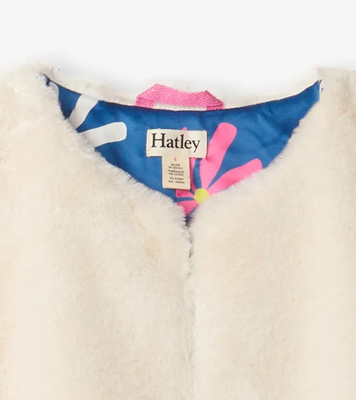 Girls Sheer Pink Faux Fur Jacket Hatley