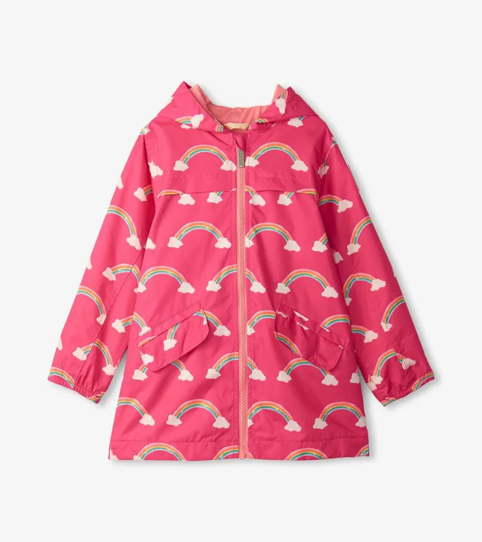 Girls Summer Rainbow ZipUp Lightweight Rain Jacket Hatley