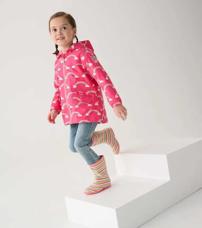 Girls Summer Rainbow ZipUp Lightweight Rain Jacket Hatley