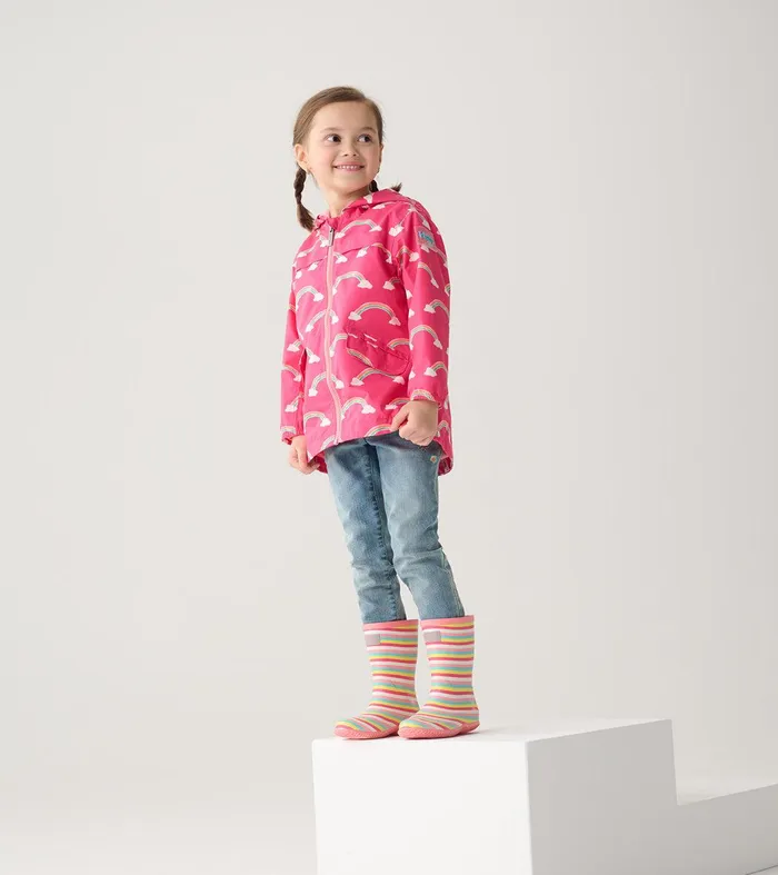 Girls Summer Rainbow ZipUp Lightweight Rain Jacket Hatley