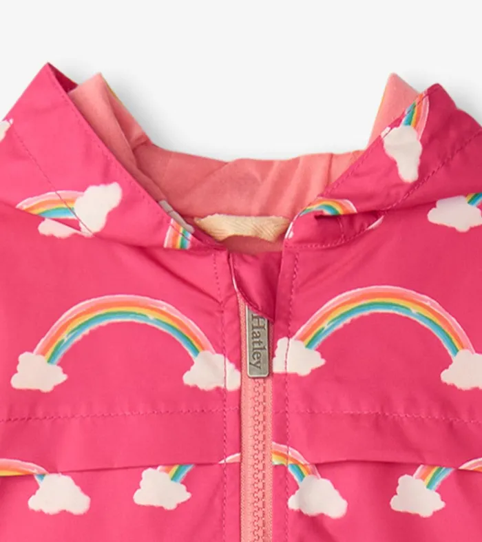 Girls Summer Rainbow ZipUp Lightweight Rain Jacket Hatley