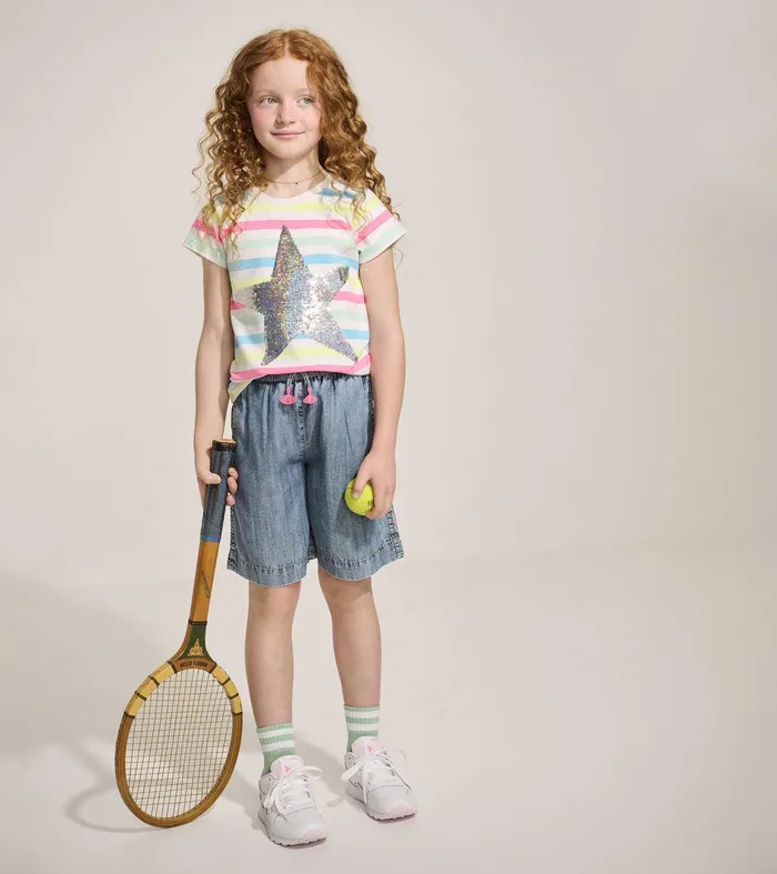 Girls Summer Sea Stripes Graphic Tee Hatley