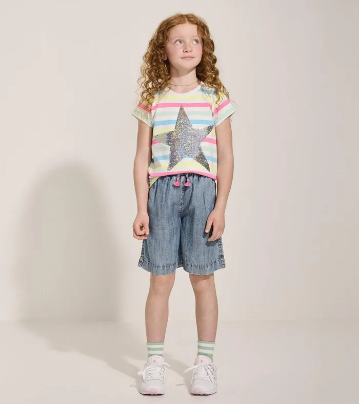 Girls Summer Sea Stripes Graphic Tee Hatley